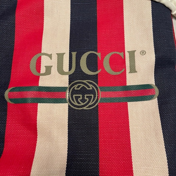 GUCCI Canvas Logo Sylvie Stripe Drawstring - Picture 12 of 14